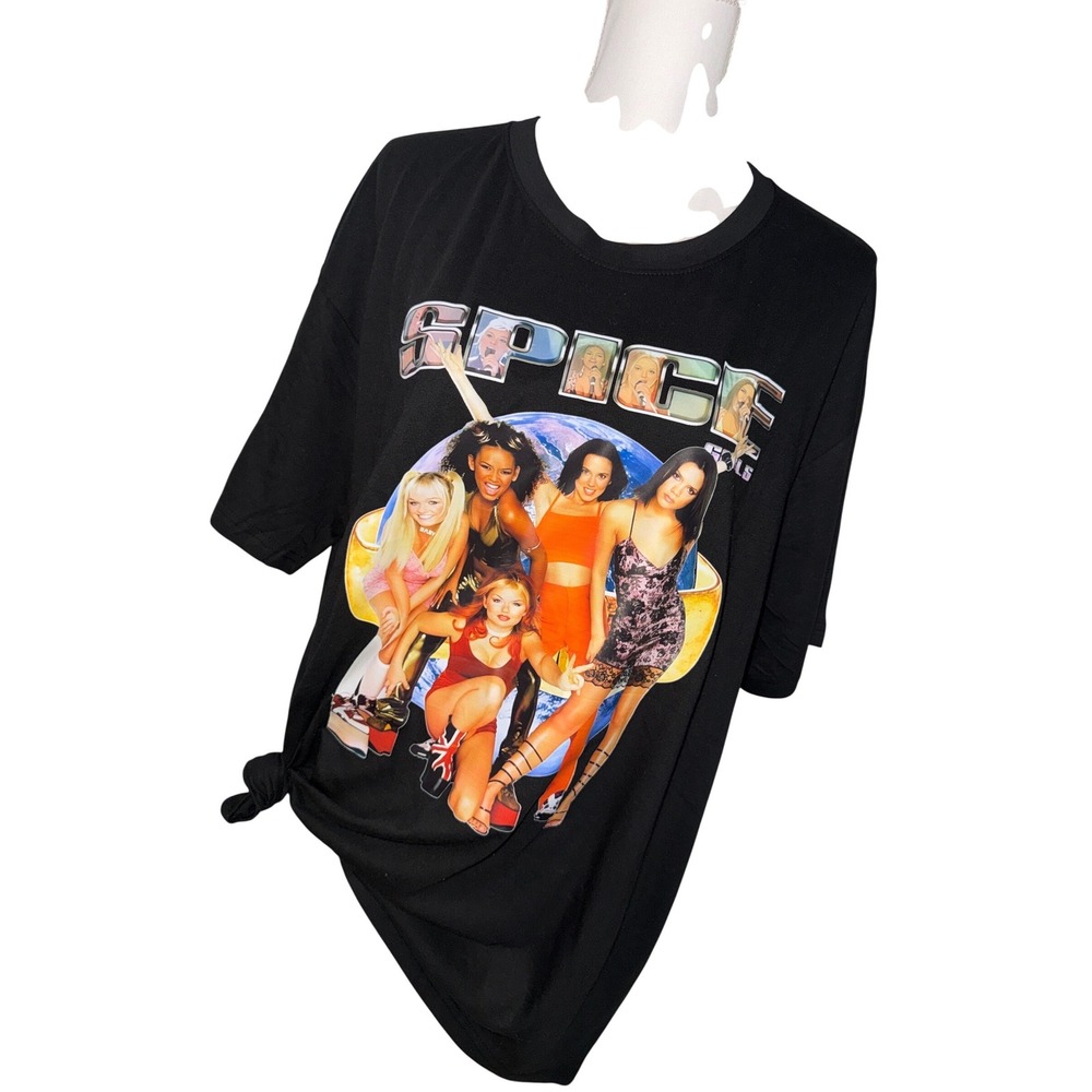 Spice Girls 90s Pop Band Black Short Sleeve T-Shirt Ladies XL Like New